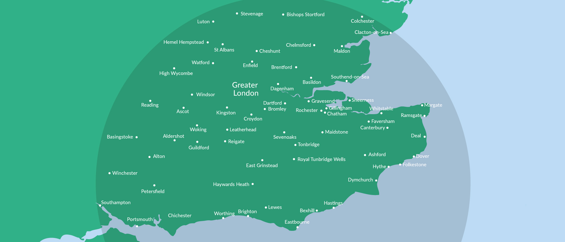 map of areas fleetteq services (Kent)